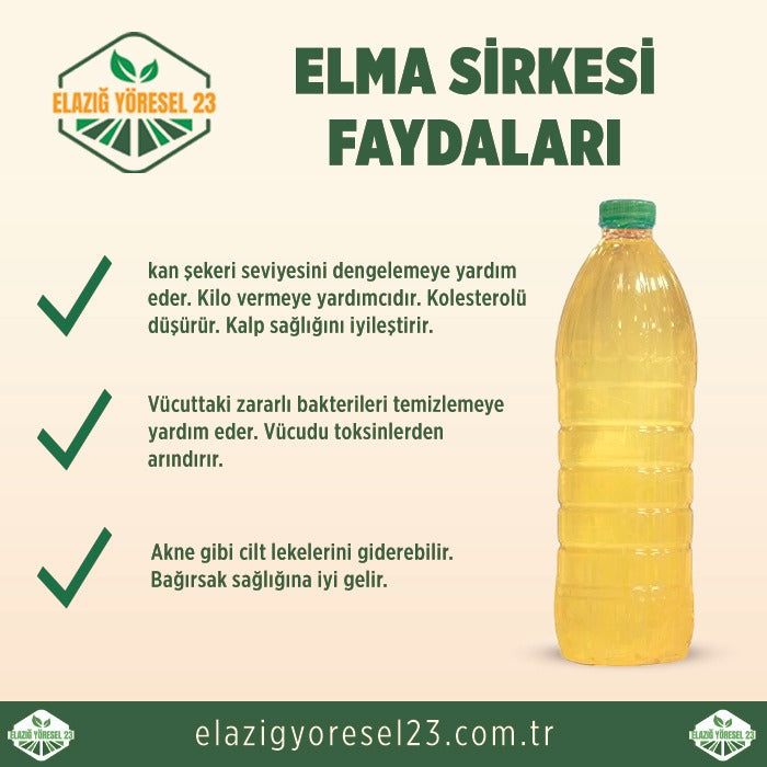 EV YAPIMI DOĞAL ELMA SİRKESİ 1 Litre