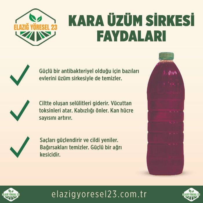EV YAPIMI DOĞAL KARA ÜZÜM SİRKESİ 1 Litre